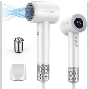 Vacasso White Hair Dryer with Digital Display Packs A Punch NWOT